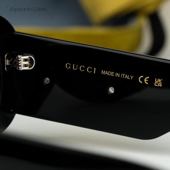 BRAND NEW Gucci GG1696S 001 Black Grey Women Oval Sunglasses GG 1696S - Picture 6 of 8